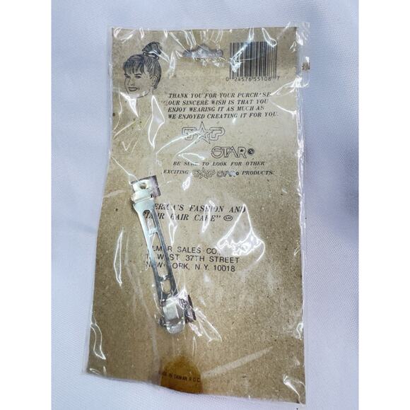 Top Star Barrette Touch Of Gold 1989 TG108 Light Gray Gold Accent Read main image 6
